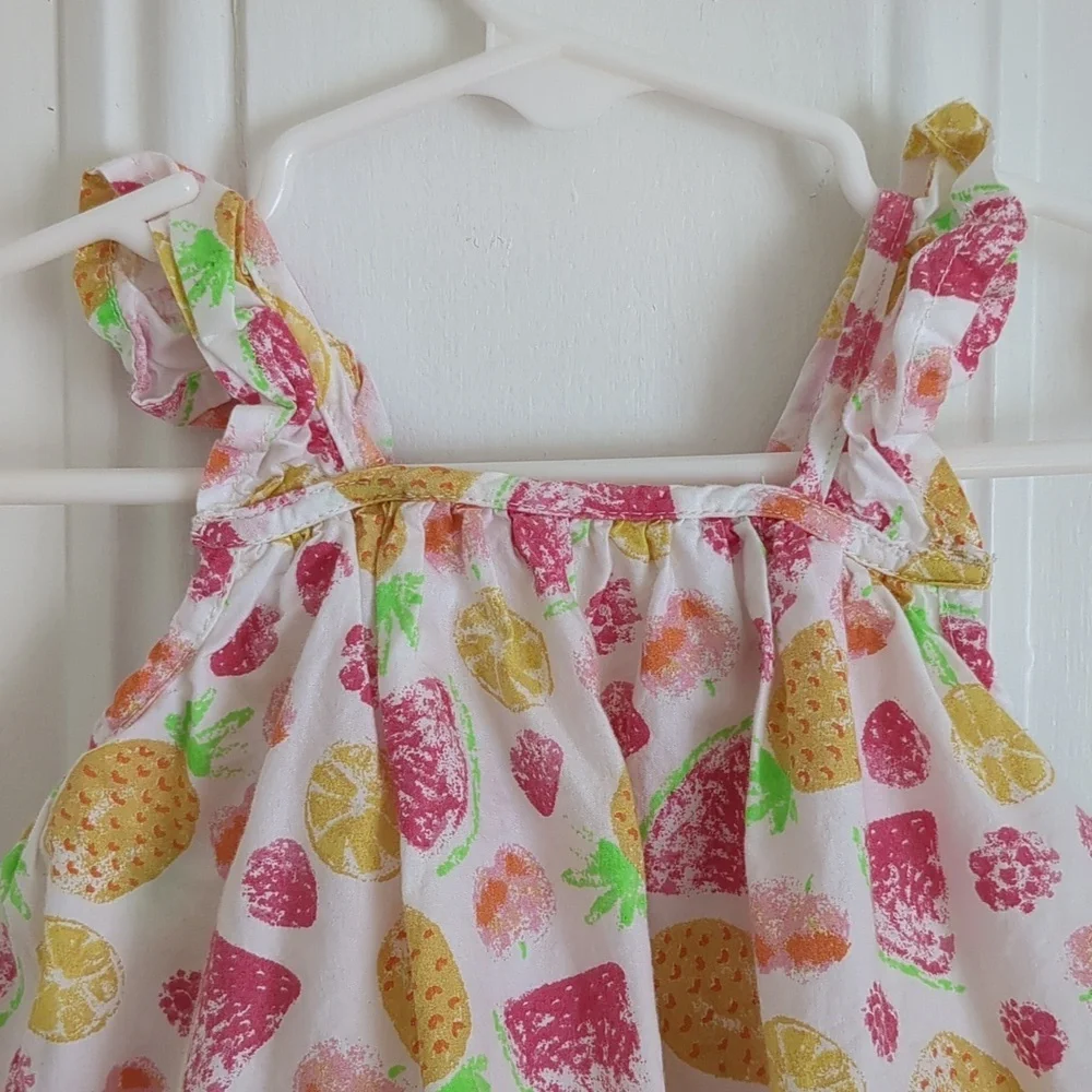 3-6M Jillian's Closet Fruit Snap Bottom Ruffle Dress Bubble One Piece Baby